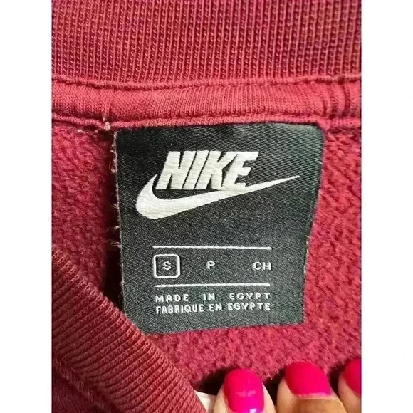 Nike Women's Sportswear Python Trend Fleece Crewneck Sweatshirt Burgundy Small - Picture 4 of 6